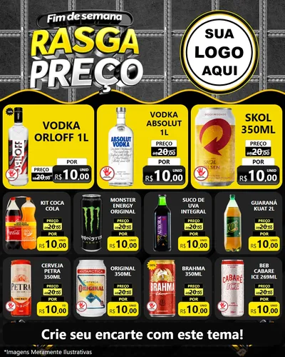 Modelo de Rede Social para Feed Instagram com o tema Fim de Semana Rasga Preço para Distribuidora de bebidas