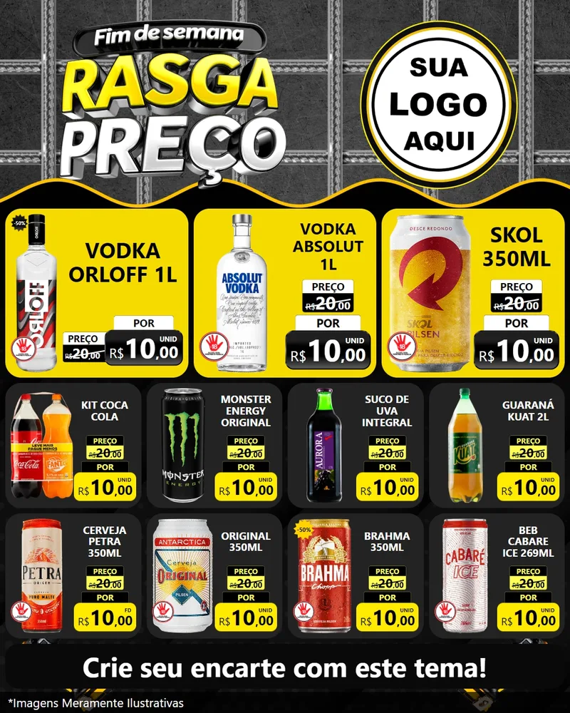 Modelo de Rede Social para Feed Instagram com o tema Fim de Semana Rasga Preço para Distribuidora de bebidas