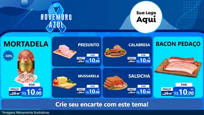 Modelo de TV para TV Horizontal com o tema Novembro Azul para Frios e Laticínios