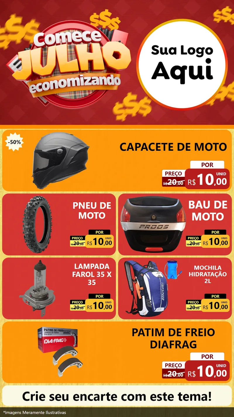 Modelo de TV para TV Vertical com o tema Comece Julho Economizando para Moto peças