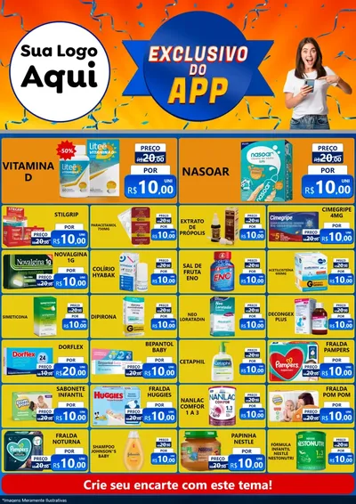 Modelo de Encarte para Encarte A4 Vertical com o tema Exclusivo do Aplicativo para Farmácia