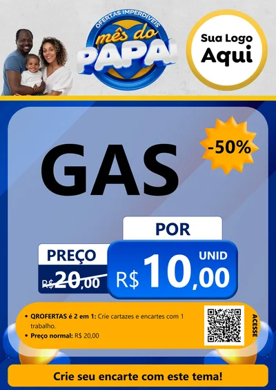 Modelo de Cartaz para Cartaz A4 Vertical com o tema Ofertas Imperdíveis Mês Do Papai para Água e gás
