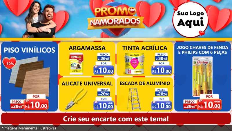 Modelo de TV para TV Horizontal com o tema Promo dos Namorados para Material para Construção