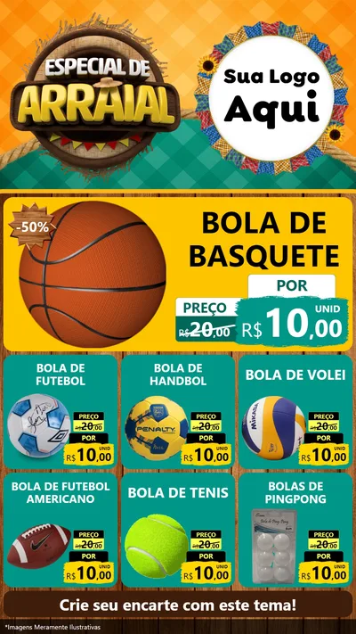 Modelo de Rede Social para Stories com o tema Especial De Arraial para Artigos Esportivos