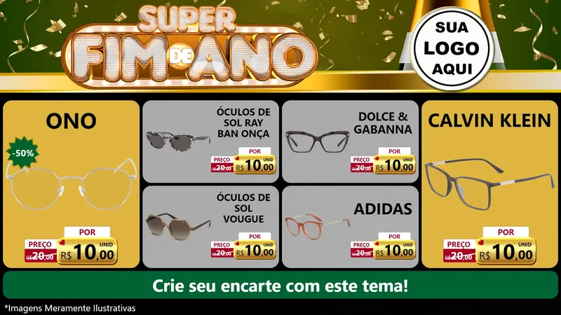 Modelo de TV para TV Horizontal com o tema Super Fim de Ano para Óticas