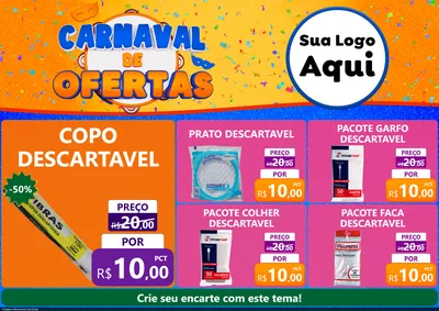 Modelo de Encarte para Encarte A4 Horizontal com o tema Carnaval de Ofertas para Embalagens