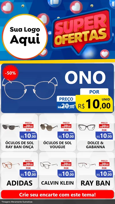 Modelo de Rede Social para Stories com o tema Super Ofertas para Óticas