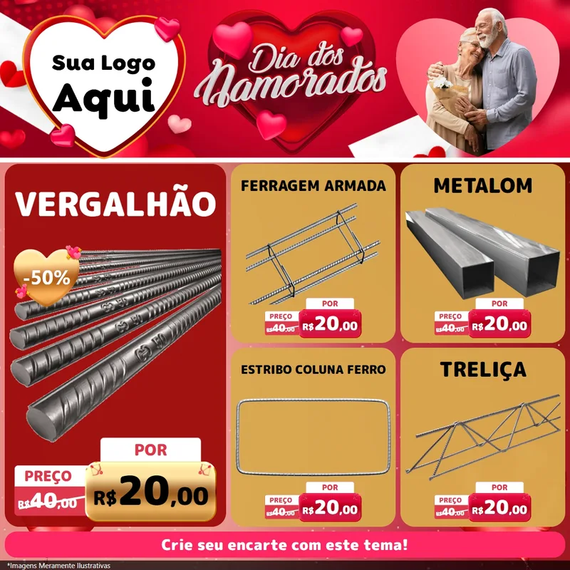 Modelo de Rede Social para Feed Facebook com o tema Dia Dos Namorados para Ferragens