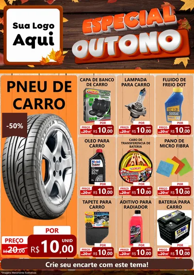 Modelo de Encarte para Encarte A4 Vertical com o tema Especial Outono para Auto peças