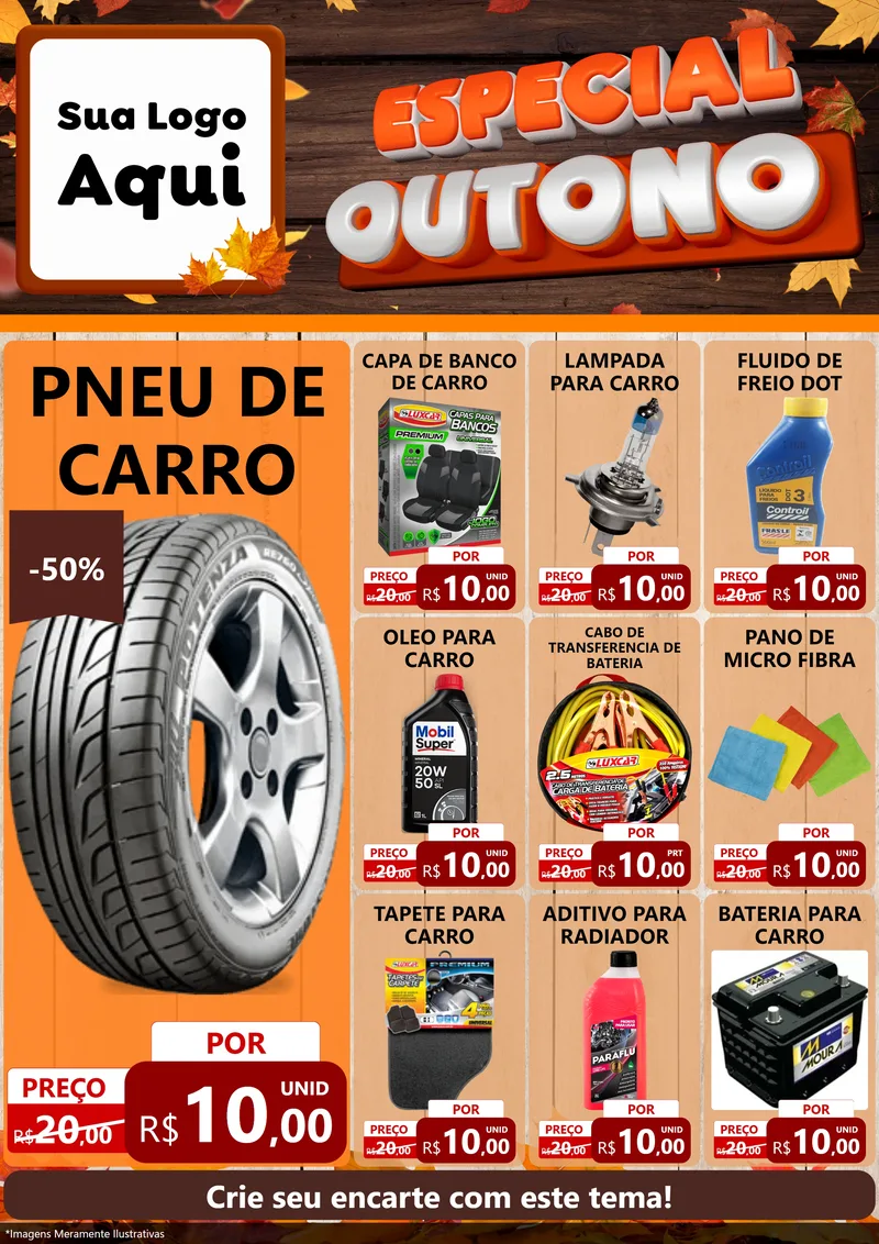 Modelo de Encarte para Encarte A4 Vertical com o tema Especial Outono para Auto peças