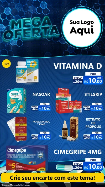Modelo de TV para TV Vertical com o tema Mega Oferta - Farmácia para Farmácia