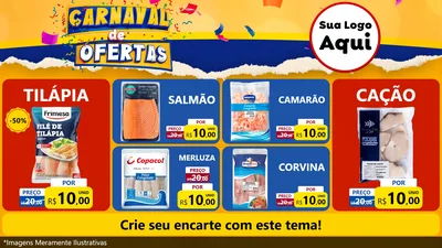Modelo de TV para TV Horizontal com o tema Carnaval de Ofertas para Peixaria