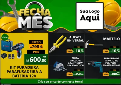 Modelo de Encarte para Encarte A4 Horizontal com o tema Fecha Mês para Maquinas e Ferramentas