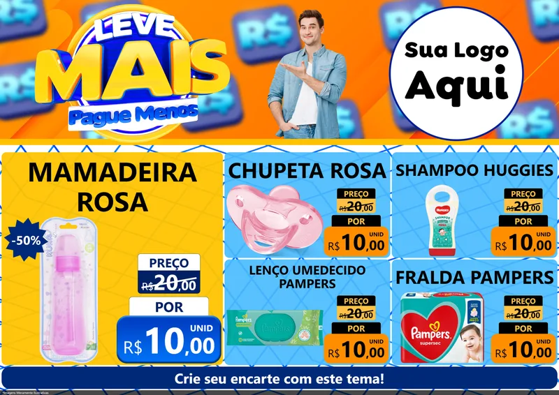 Modelo de Encarte para Encarte A4 Horizontal com o tema Leve Mais, Pague Menos para Bebês