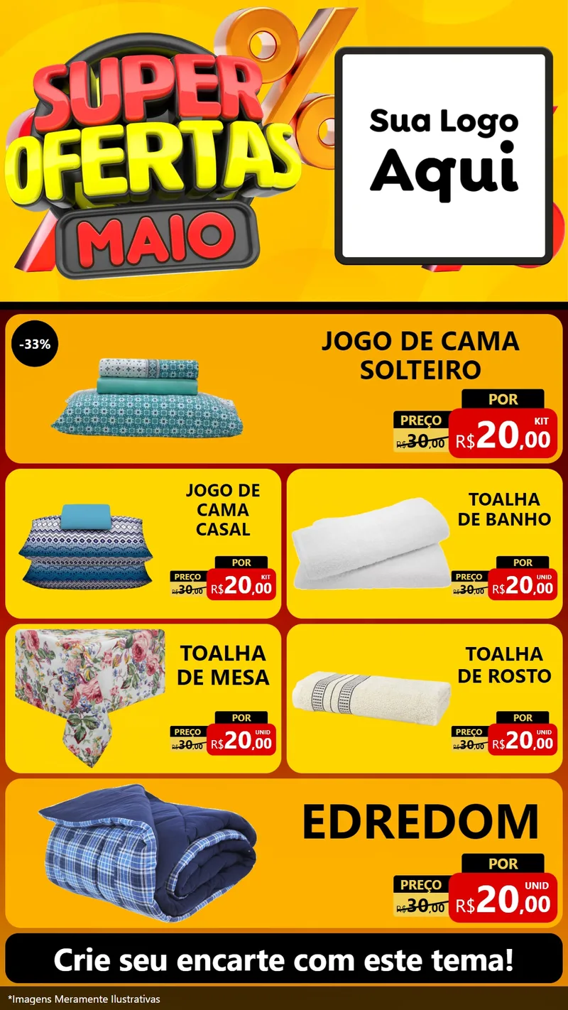 Modelo de TV para TV Vertical com o tema Super Ofertas Maio para Cama, Mesa e Banho