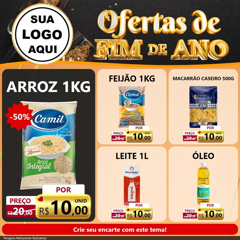 Modelo de Rede Social para Feed Facebook com o tema Ofertas de Fim de Ano para Supermercado