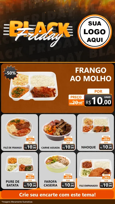 Modelo de Rede Social para Stories com o tema Black Friday para Restaurante