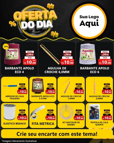 Modelo de Rede Social para Feed Instagram com o tema Oferta Do Dia para Armarinho e Aviamentos