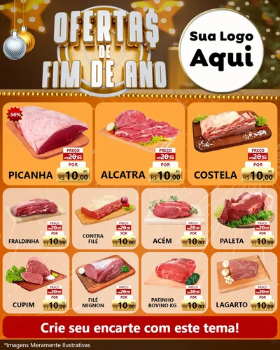 Modelo de Rede Social para Feed Instagram com o tema Ofertas de Fim de Ano para Açougue