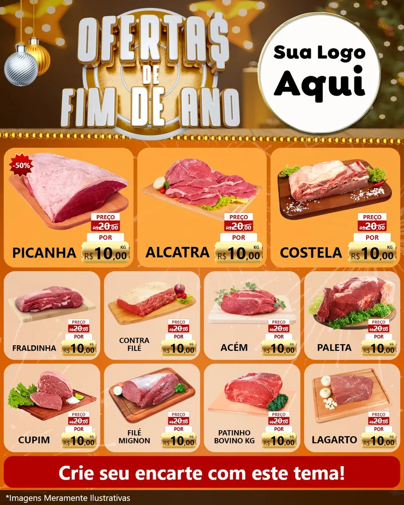 Modelo de Rede Social para Feed Instagram com o tema Ofertas de Fim de Ano para Açougue