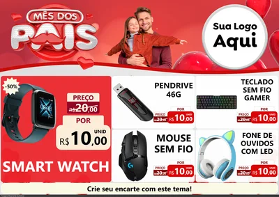 Modelo de Encarte para Encarte A4 Horizontal com o tema Mês dos Pais para Informática