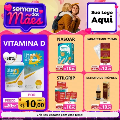 Modelo de Rede Social para Feed Facebook com o tema Semana das Mães para Farmácia