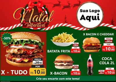 Modelo de Encarte para Encarte A4 Horizontal com o tema Natal Imperdível para Hamburgueria