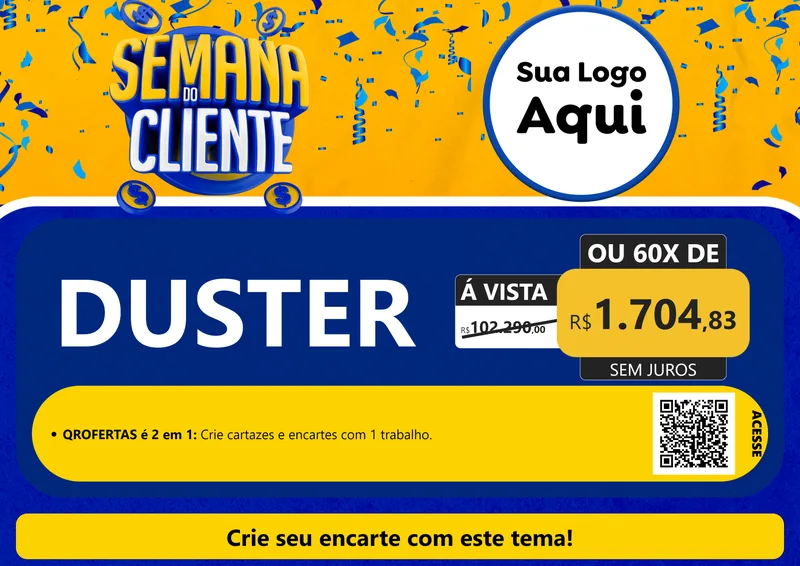 Modelo de Cartaz para Cartaz A4 Horizontal com o tema Semana do Cliente para Concessionaria de Carros