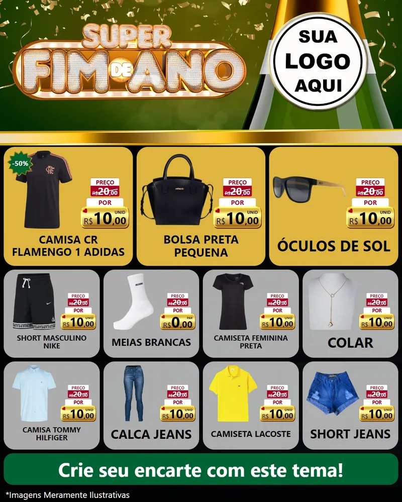 Modelo de Rede Social para Feed Instagram com o tema Super Fim de Ano para Roupas e acessórios