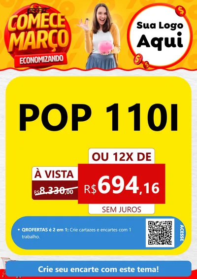 Modelo de Cartaz para Cartaz A4 Vertical com o tema Comece Março Economizando para Concessionaria de Motos