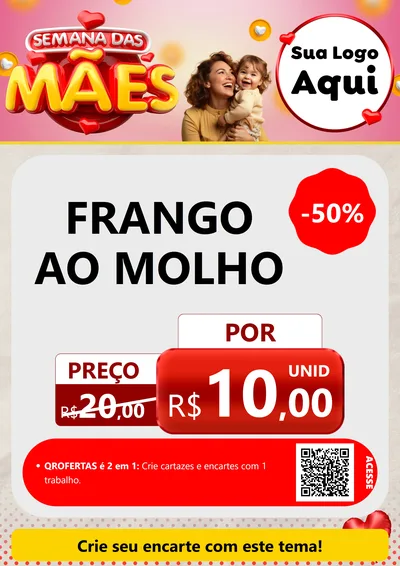 Modelo de Cartaz para Cartaz A4 Vertical com o tema Semana das Mães para Restaurante