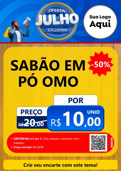Modelo de Cartaz para Cartaz A4 Vertical com o tema Oferta Exclusiva, Julho para Produtos de Limpeza