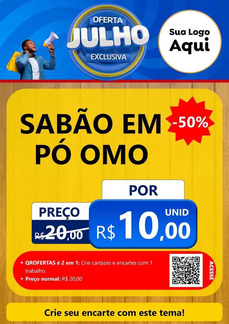 Modelo de Cartaz para Cartaz A4 Vertical com o tema Oferta Exclusiva, Julho para Produtos de Limpeza