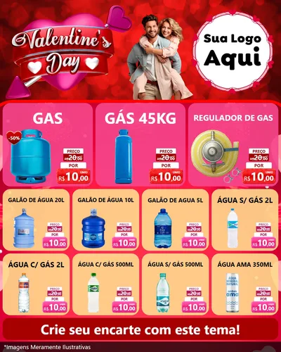Modelo de Rede Social para Feed Instagram com o tema Valentine's Day para Água e gás