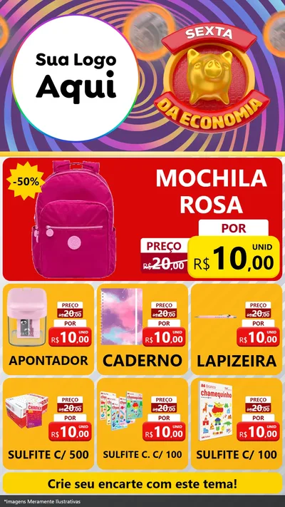 Modelo de Rede Social para Stories com o tema Sexta da Economia para Papelaria