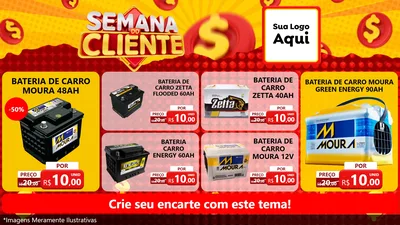 Modelo de TV para TV Horizontal com o tema Semana do Cliente para Baterias Elétricas