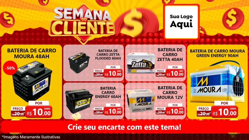 Modelo de TV para TV Horizontal com o tema Semana do Cliente para Baterias Elétricas