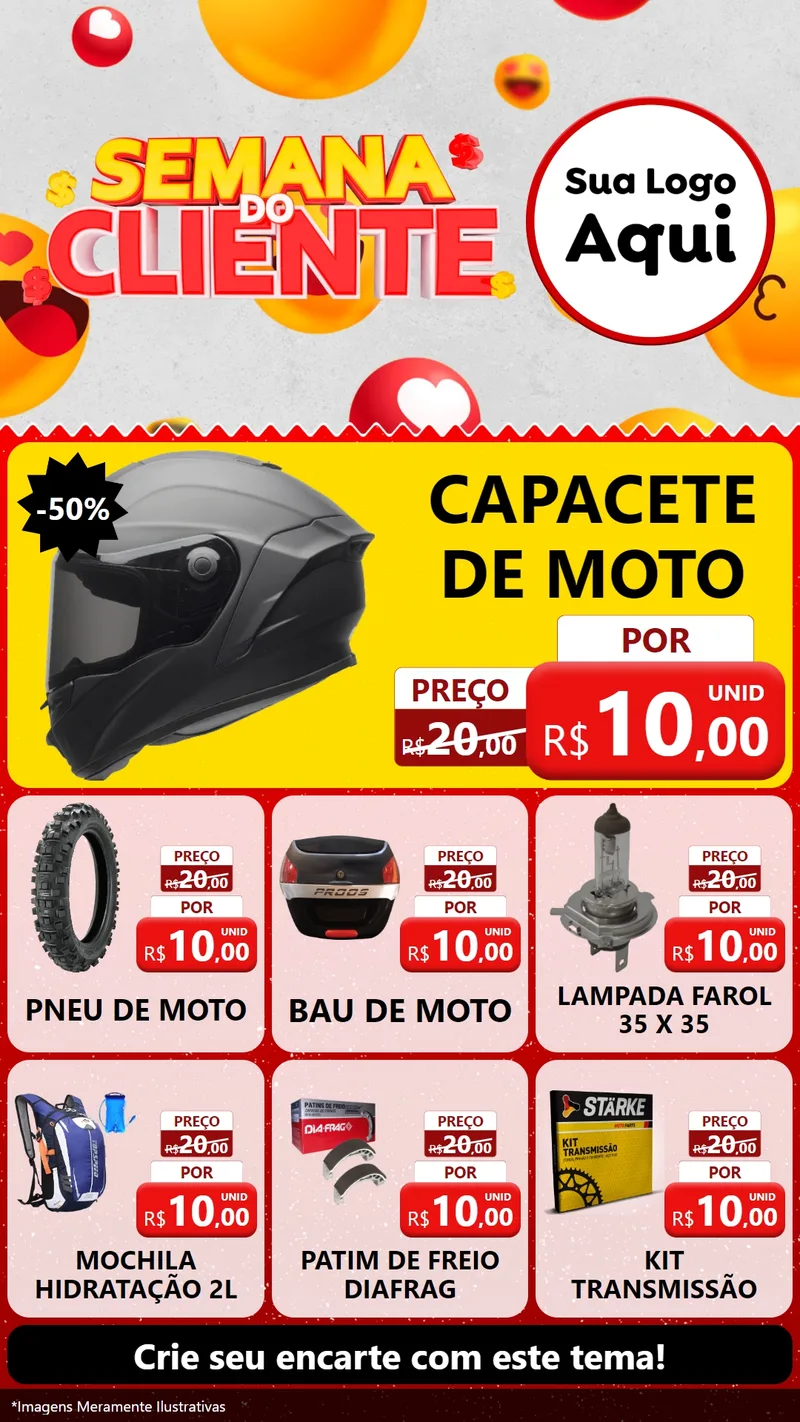 Modelo de Rede Social para Stories com o tema Semana do Cliente para Moto peças