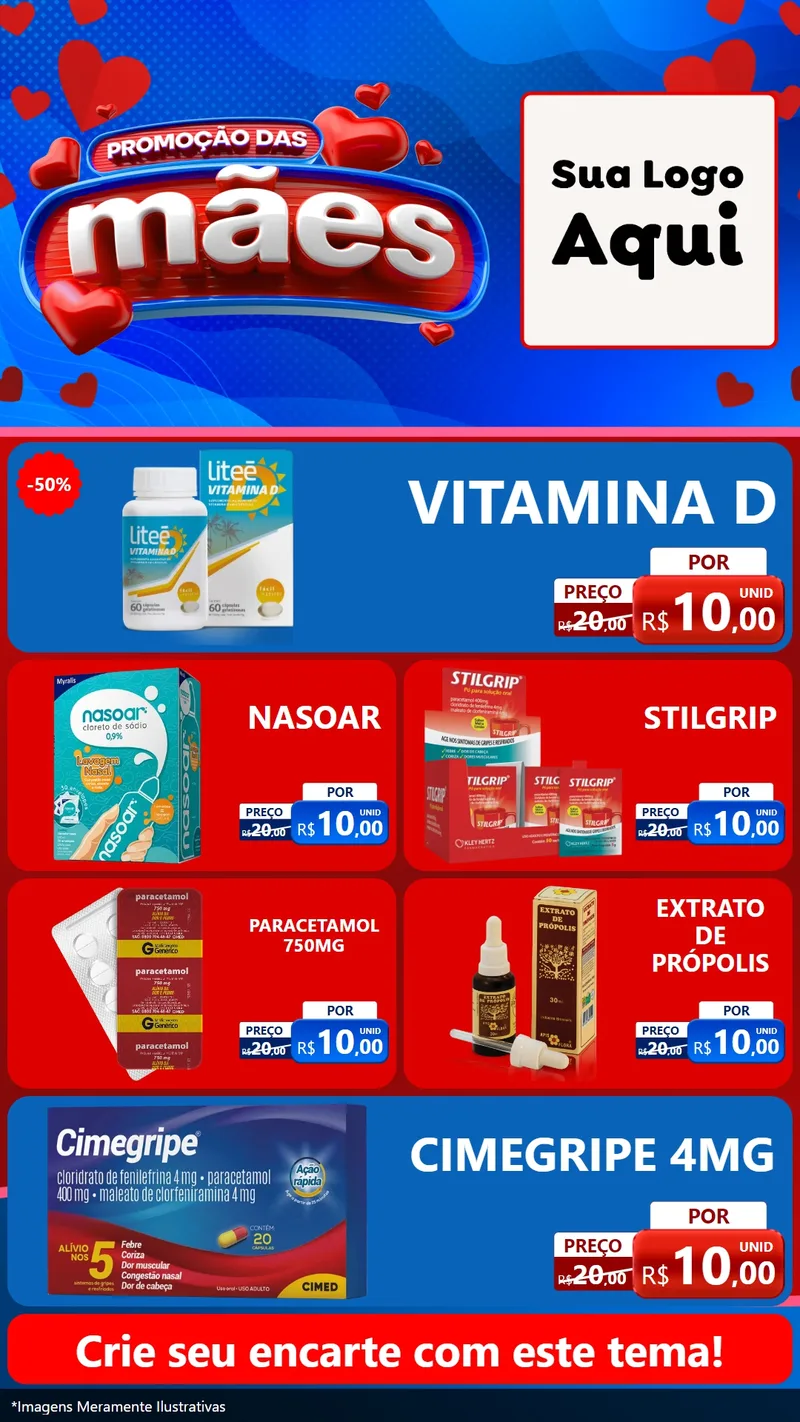 Modelo de TV para TV Vertical com o tema Promoção das Mães para Farmácia