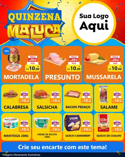 Modelo de Rede Social para Feed Instagram com o tema Quinzena Maluca para Frios e Laticínios