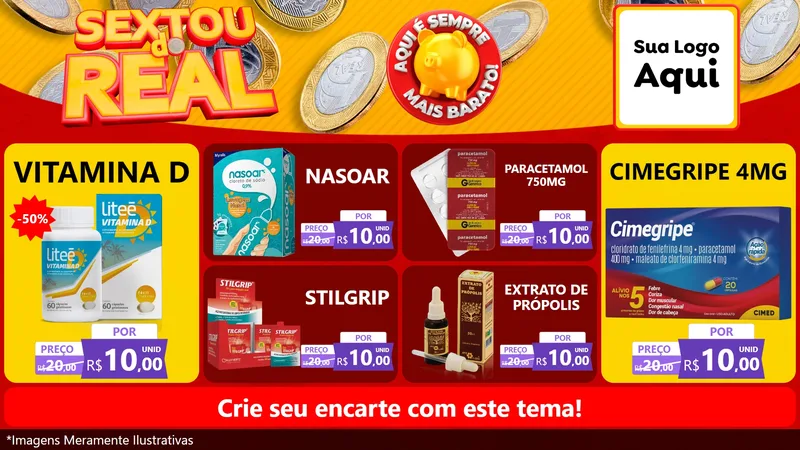 Modelo de TV para TV Horizontal com o tema Sextou do Real para Farmácia