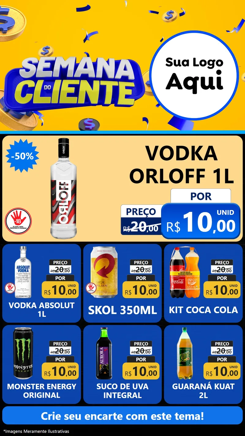 Modelo de Rede Social para Stories com o tema Semana do Cliente para Distribuidora de bebidas