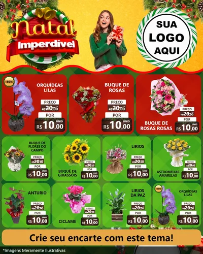 Modelo de Rede Social para Feed Instagram com o tema Natal Imperdível para Floricultura e jardim