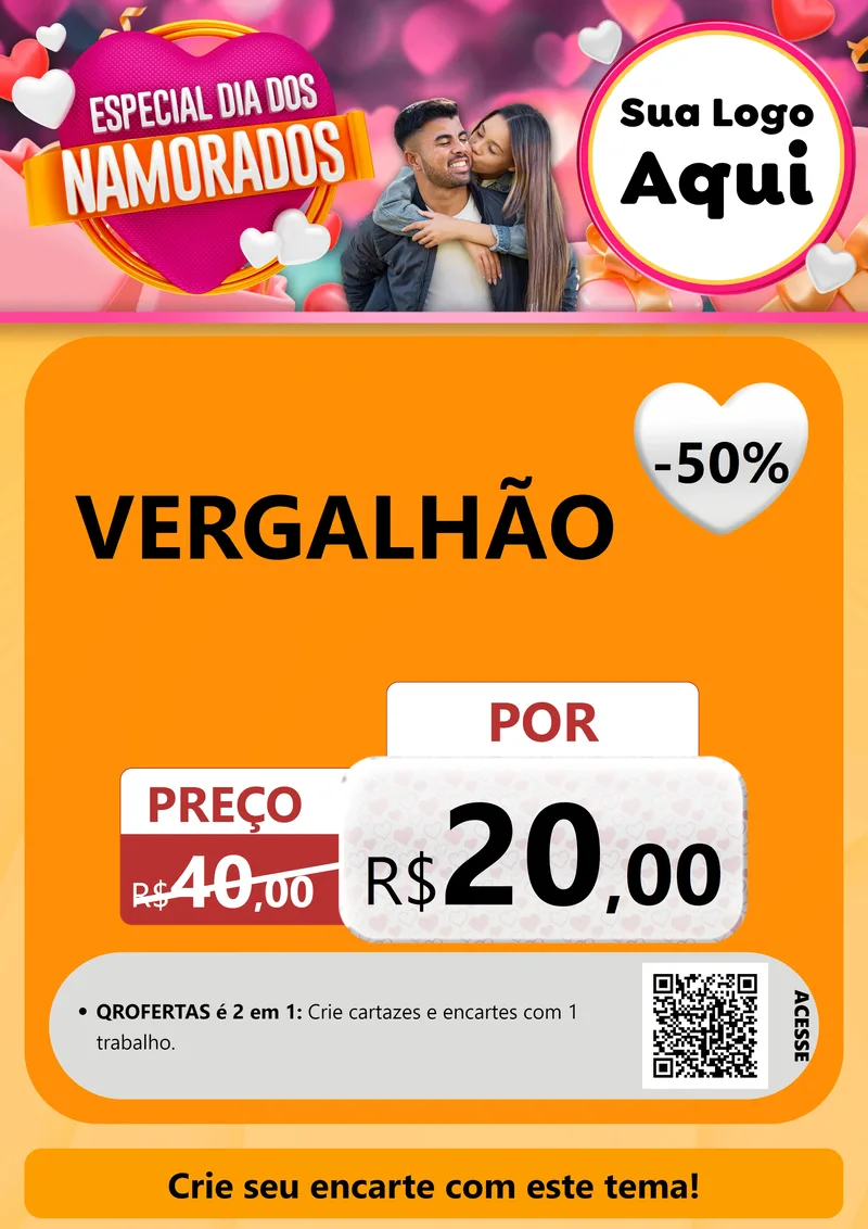 Modelo de Cartaz para Cartaz A4 Vertical com o tema Especial Dia dos Namorados para Ferragens
