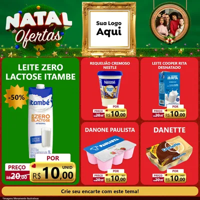 Modelo de Rede Social para Feed Facebook com o tema Natal de Ofertas para Frios e Laticínios