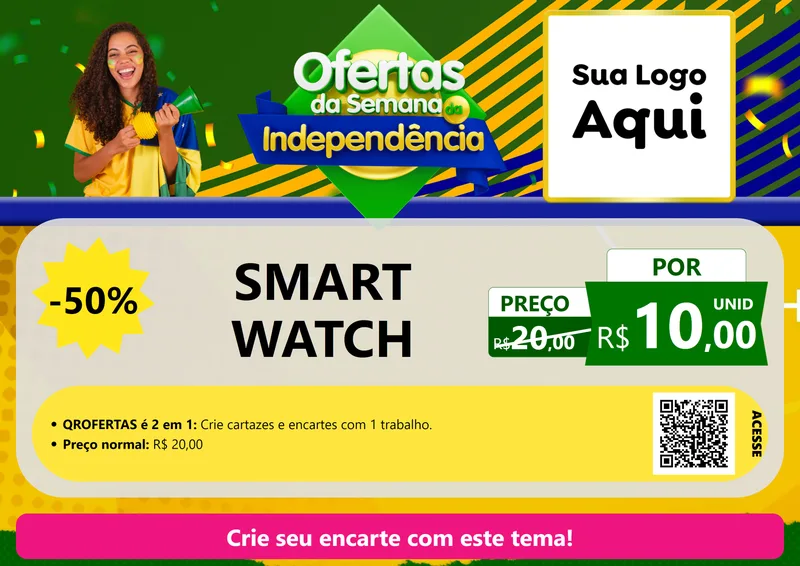 Modelo de Cartaz para Cartaz A4 Horizontal com o tema Ofertas da Semana da Independência para Informática