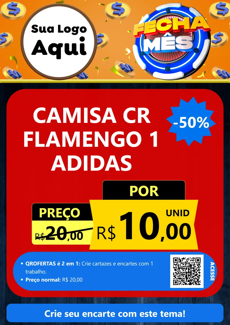 Modelo de Cartaz para Cartaz A4 Vertical com o tema Fecha Mês para Roupas e acessórios