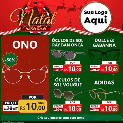 Modelo de Rede Social para Feed Facebook com o tema Natal Imperdível para Óticas