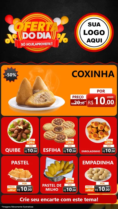 Modelo de Rede Social para Stories com o tema Oferta do Dia - Só hoje, Aproveite! para Salgadaria