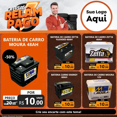 Modelo de Rede Social para Feed Facebook com o tema Ofertas Relâmpago - Moto / Auto para Baterias Elétricas